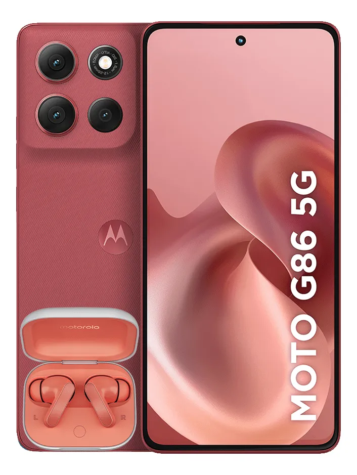 Smartphone Motorola Moto G86 5g + Moto Buds - 256gb 24gb (8gb Ram+16gb Ram Boost) Tela 1.5k Poled, 50mp Sony Camera Ois Moto Ai, Videos Em 4k, Ip68 + Ip69 - Vermelho
