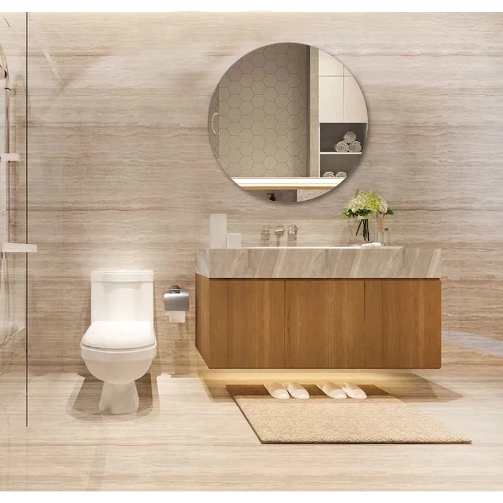 Espelho Redondo de Vidro Lapidado Para Banheiro Sala Quarto