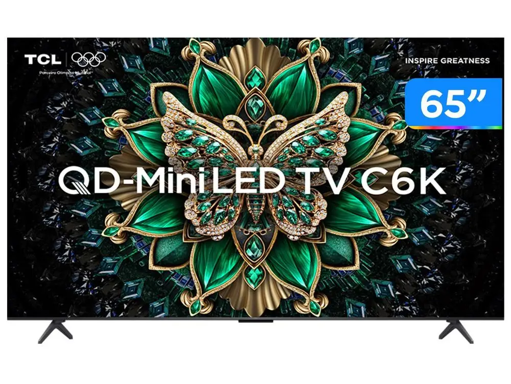 Smart TV 65" TCL 4K UHD MiniLED 65C6K 120Hz Google TV AiPQ Google Assistente 4 HDMI 2 USB