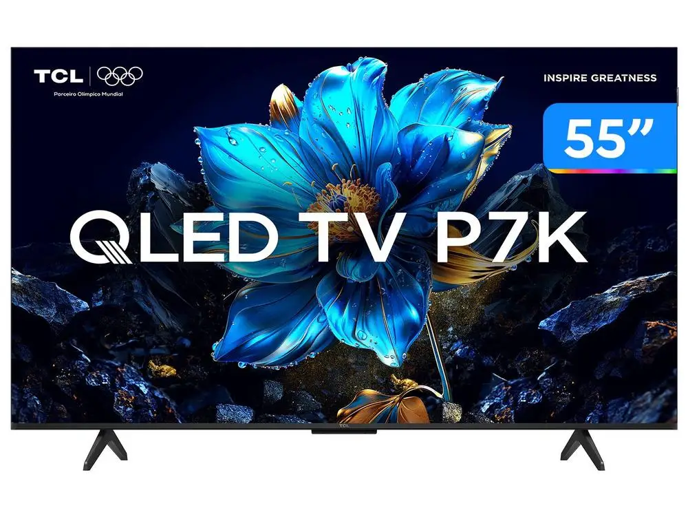 Smart TV 55" TCL 4K UHD QLED 55P7K Google TV AiPQ Google Assistente 3 HDMI 1 USB