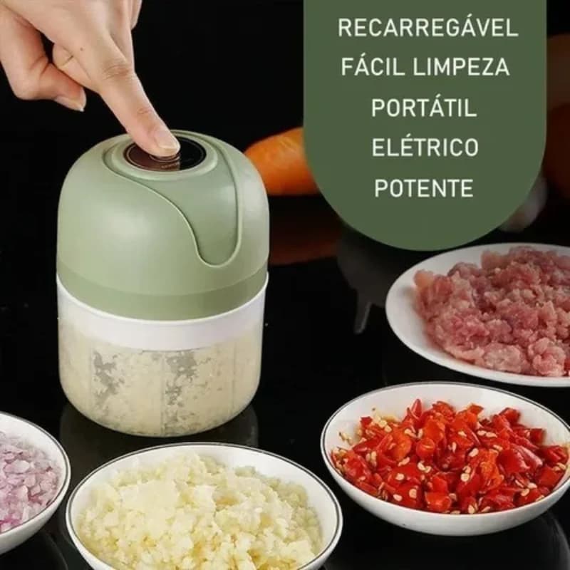 Mini Processador Elétrico de Alimentos Portátil c/ 3 lâminas de Aço Inox USB 250 ml Bivolt-ENVIO IMEDIATO PARA TODO BRASIL