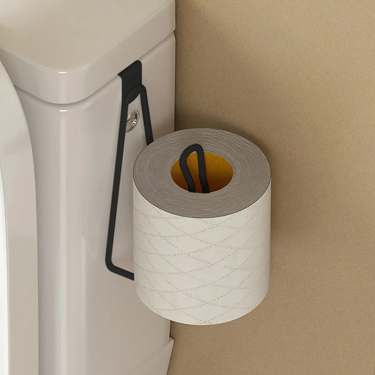 Suporte de papel higiênico-aporte de parede para banheiro, fácil instalação, cabide de rolo de tecido com acabamento pintado, economia de espaço, design sem perfuração
