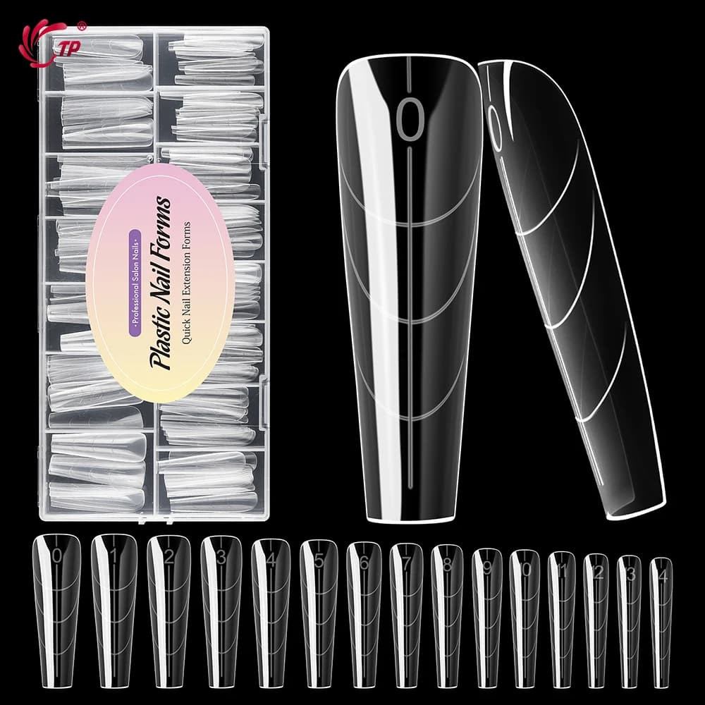 Tp 150 pçs/caixa formas duplas acrílico poli gel uv moldes de construção rápida 15 tamanhos reutilizáveis extensão do prego superior ferramentas manicure