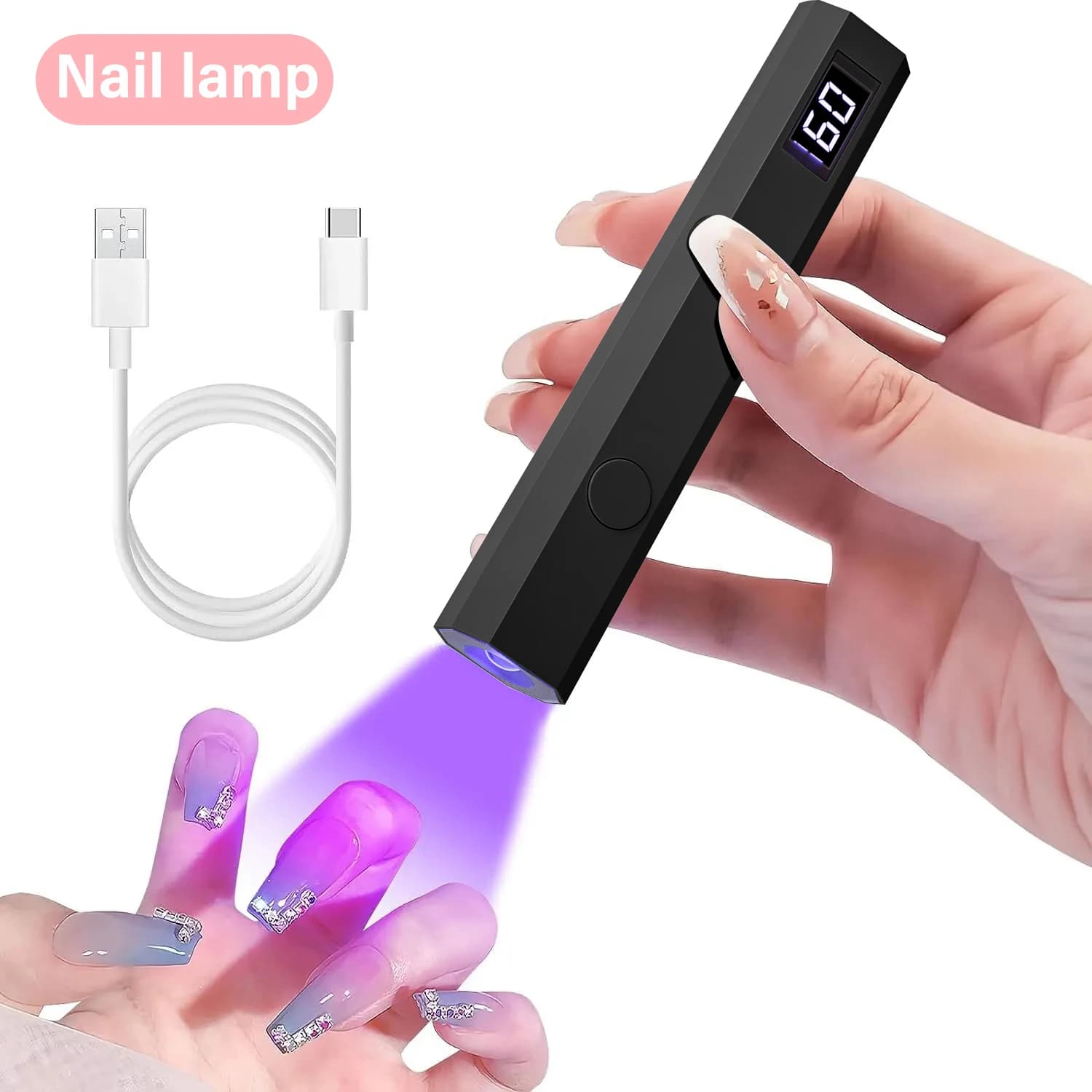 Yikoolin luz uv para unhas de gel mini lâmpada uv profissional luz led para cura gel polonês 2 modos de temporização para diy casa salão de beleza