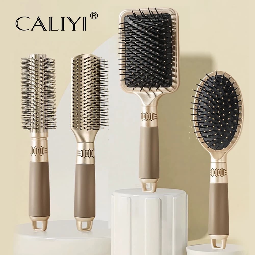 Caliyi massagem de cabelo almofada de ar pente escova couro cabeludo escova desembaraçar anti estática salão spa cabeleireiro estilo ferramenta oval redondo
