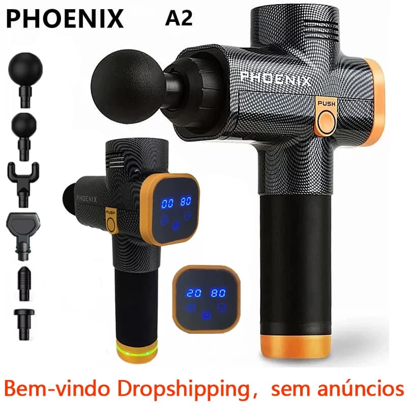 Phoenix a2 pistola de massagem relaxamento muscular massageador de tecidos profundos vibrador dinâmico volta portátil display fáscia arma massagem