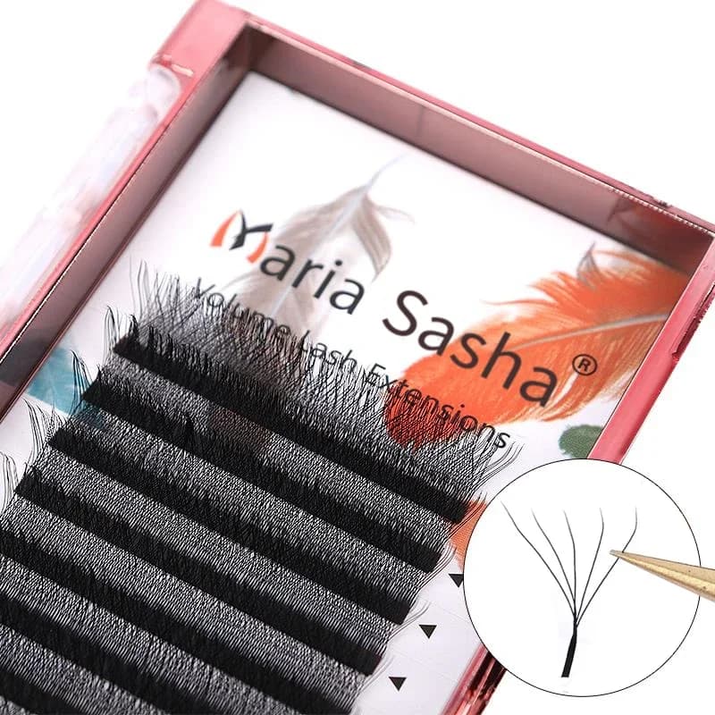 Cílios Postiços MARIA 5D W Easy Fan para Extensão de Cílios, Atacado, Volume Pré-fabricado, 12 Fileiras, Estilo W, Natural, Macio, Logotipo Personalizado